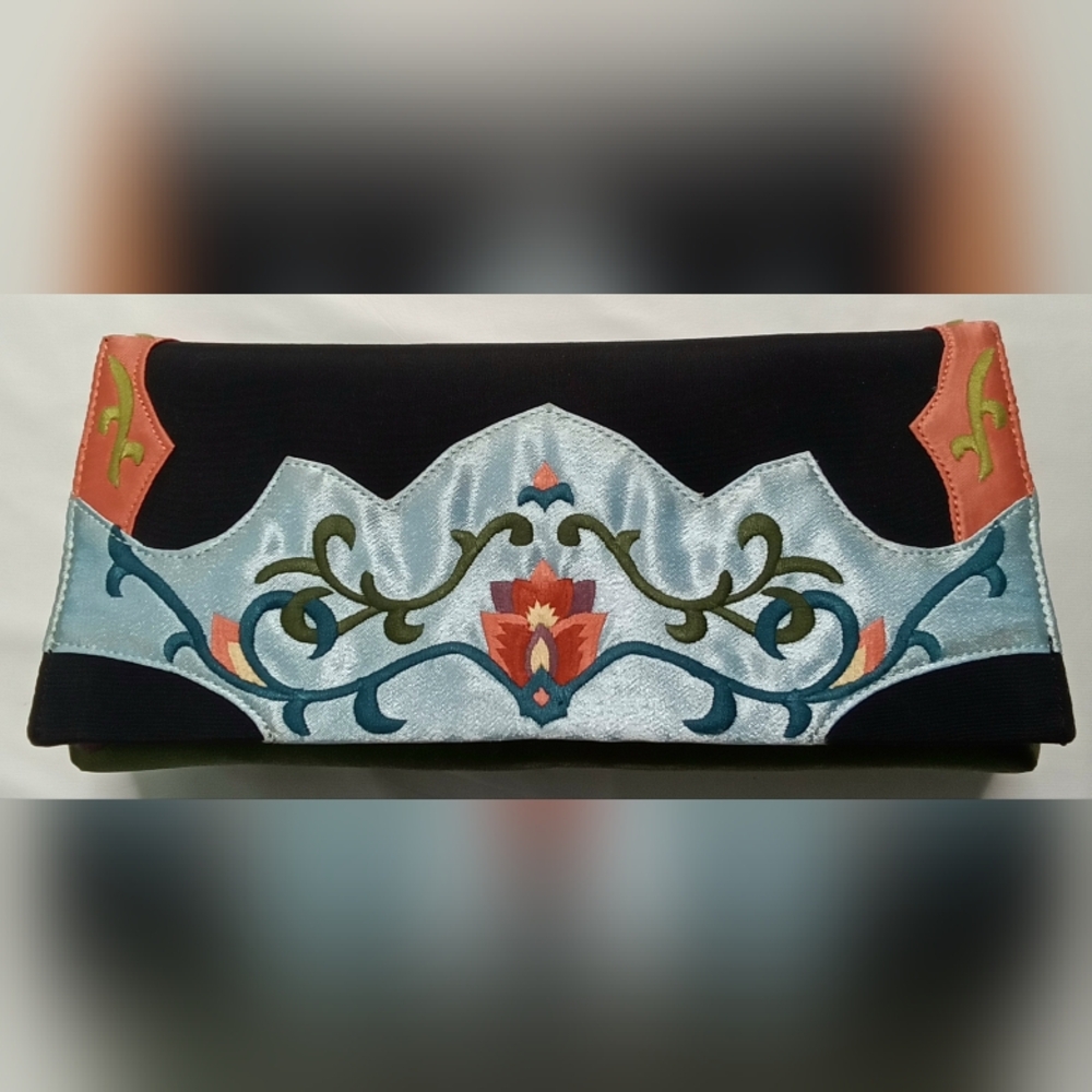 Perfume River Floral Embroidered Clutch
